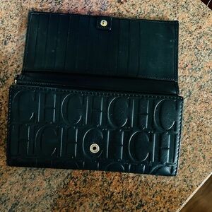 Carolina Herrera Black Embossed Wallet , 9inch long and 5 wide
